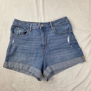 Wild Fable Shorts Women 8R Blue Super High-Rise Rolled Cuff Distressed Excellent